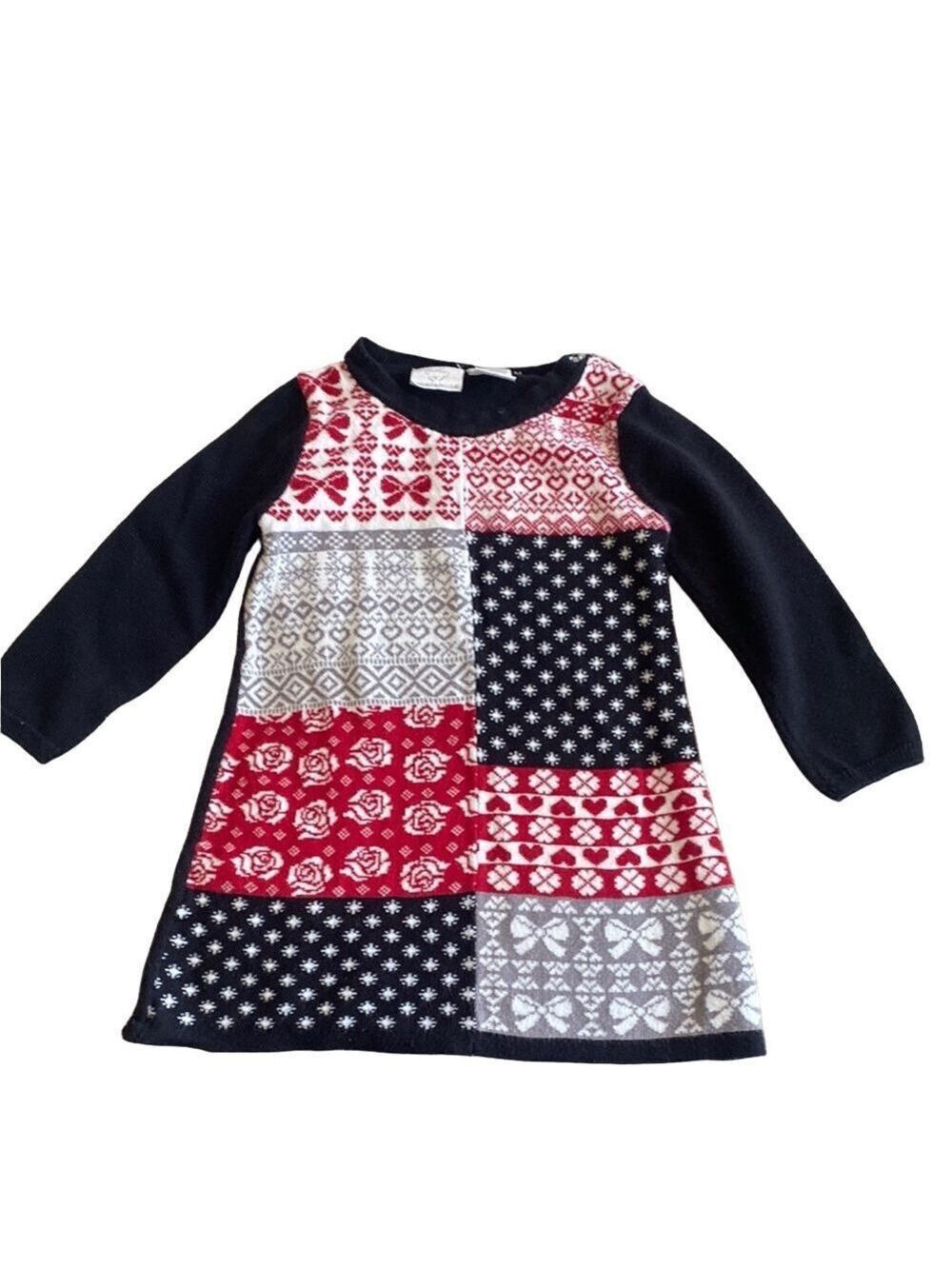 Koala Kids Black & Red Patterned Sweater 12-18 Months | Holiday Christmas
